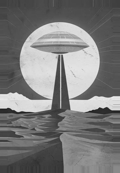 Tableau Illustration Soucoupe Volante Noir et Blanc - #tag1# - #tag2# 