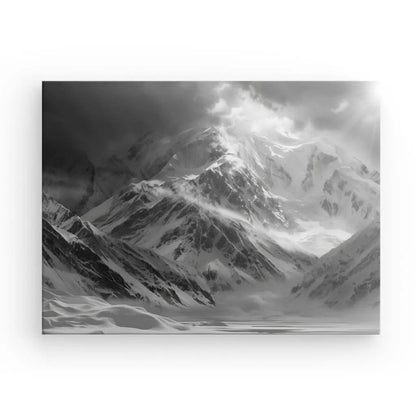 Tableau Montagne Neige Hiver Paysage Noir et Blanc - #tag1# - #tag2# 