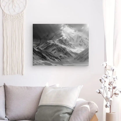 Tableau Montagne Neige Hiver Paysage Noir et Blanc - #tag1# - #tag2# 