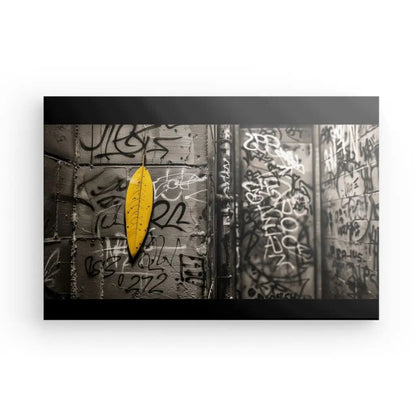 Tableau Underground Street Noir Blanc Feuille Jaune - #tag1# - #tag2# 