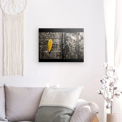 Tableau Underground Street Noir Blanc Feuille Jaune - #tag1# - #tag2# 