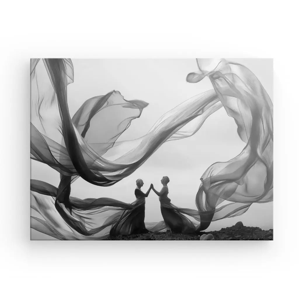 Tableau Voiles Robes Vent Art Noir et Blanc - #tag1# - #tag2# 