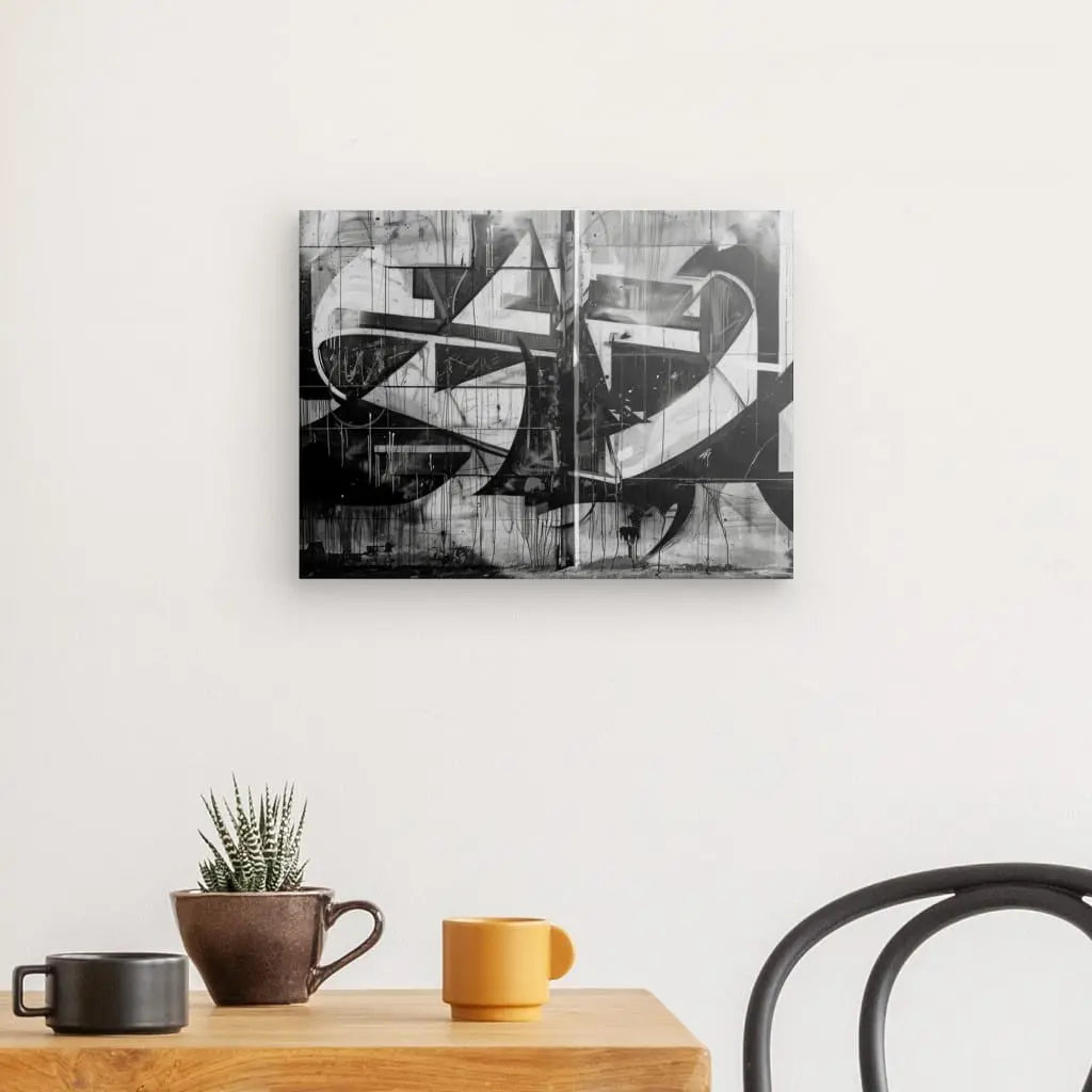 Tableau Graffiti Noir et Blanc Design Urbain - #tag1# - #tag2# 
