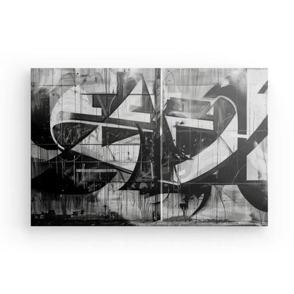 Tableau Graffiti Noir et Blanc Design Urbain - #tag1# - #tag2# 
