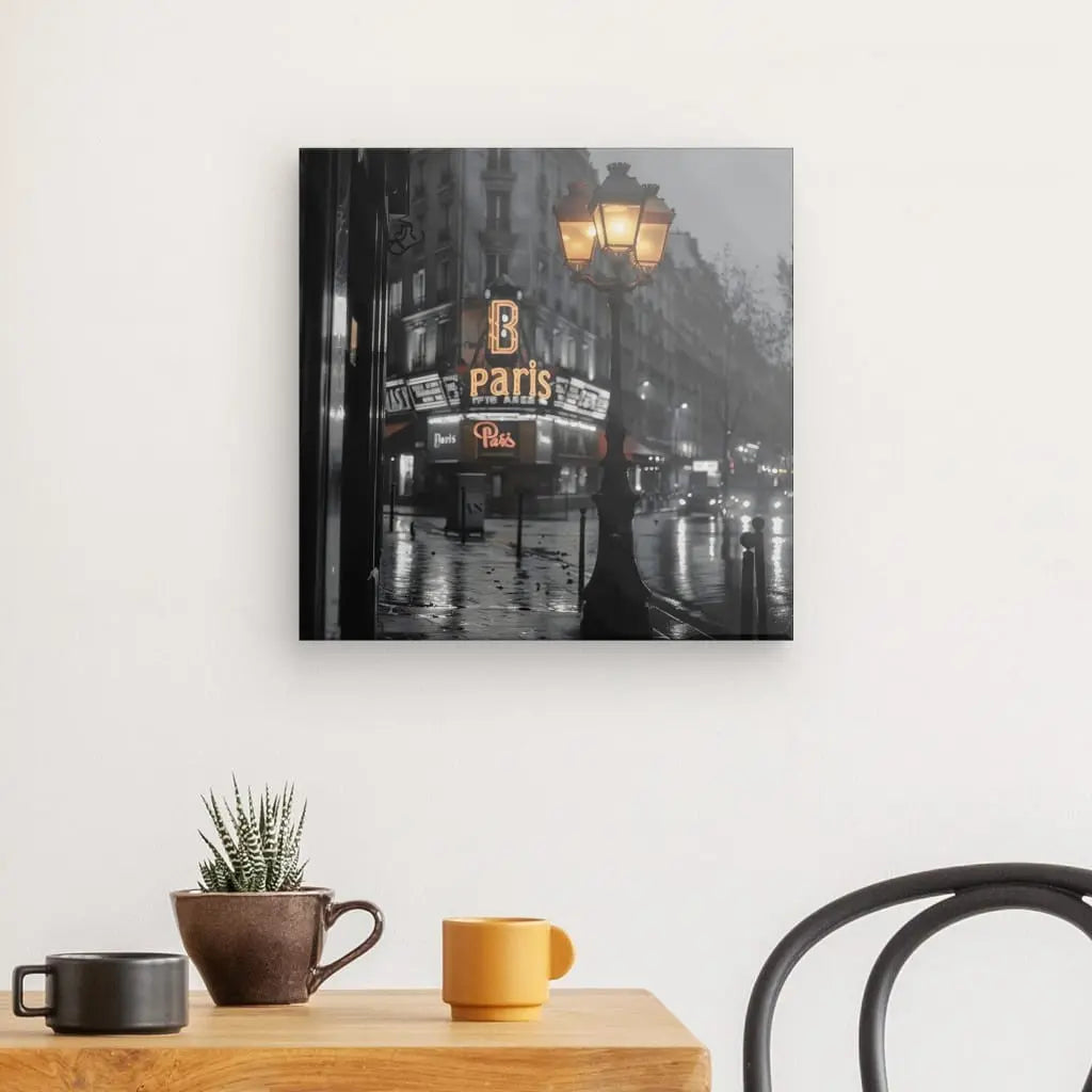 Tableau Lampadaire Paysage Parisien Noir Blanc Touche de Couleur - #tag1# - #tag2# 