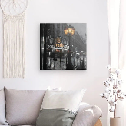 Tableau Lampadaire Paysage Parisien Noir Blanc Touche de Couleur - #tag1# - #tag2# 
