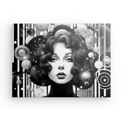 Tableau Moderne Style Pop Art Femme Noir et Blanc - #tag1# - #tag2# 