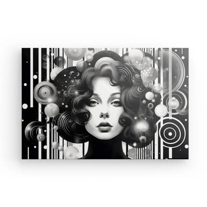 Tableau Moderne Style Pop Art Femme Noir et Blanc - #tag1# - #tag2# 