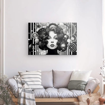 Tableau Moderne Style Pop Art Femme Noir et Blanc - #tag1# - #tag2# 