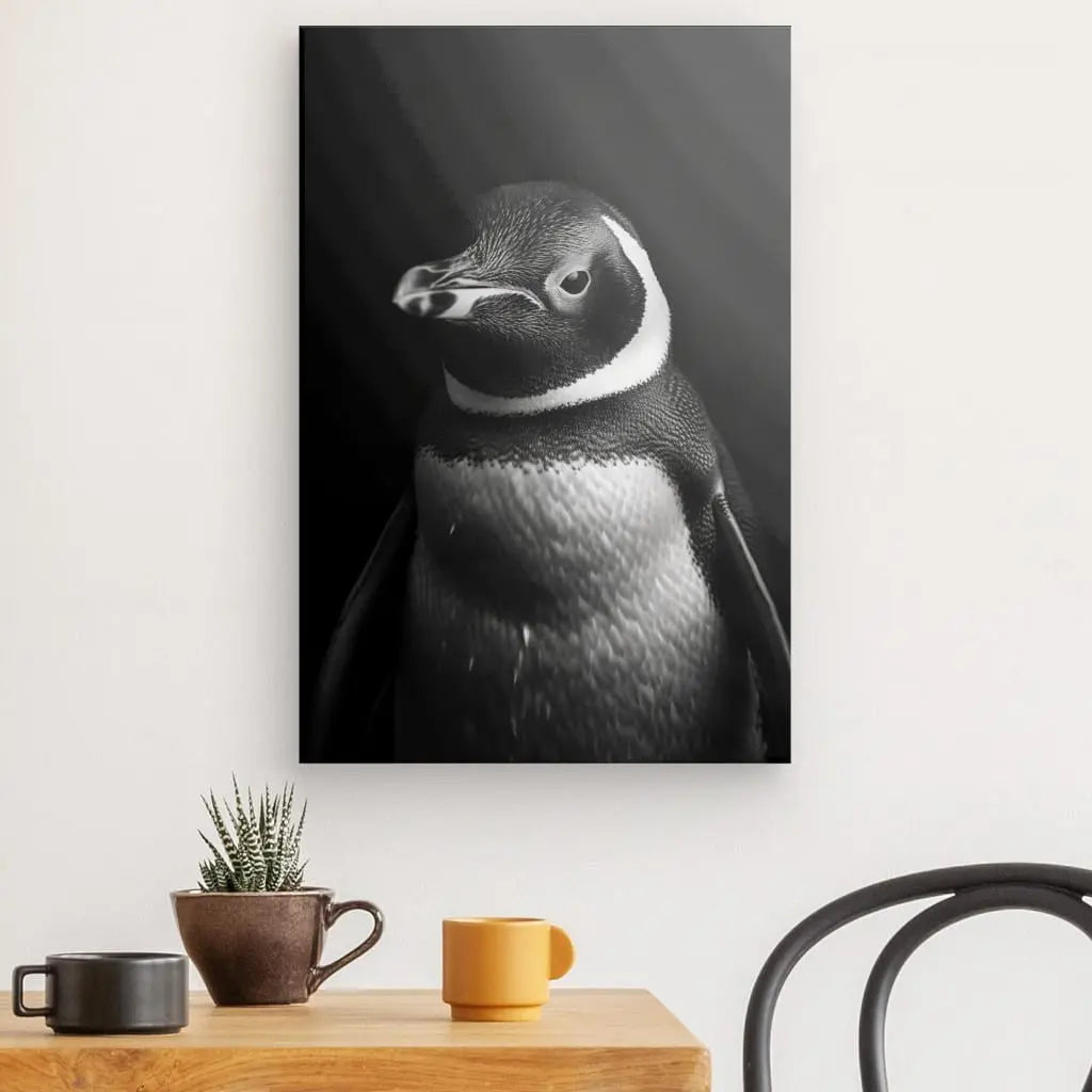 Tableau Pïngouin Gros Plan Noir et Blanc - #tag1# - #tag2# 