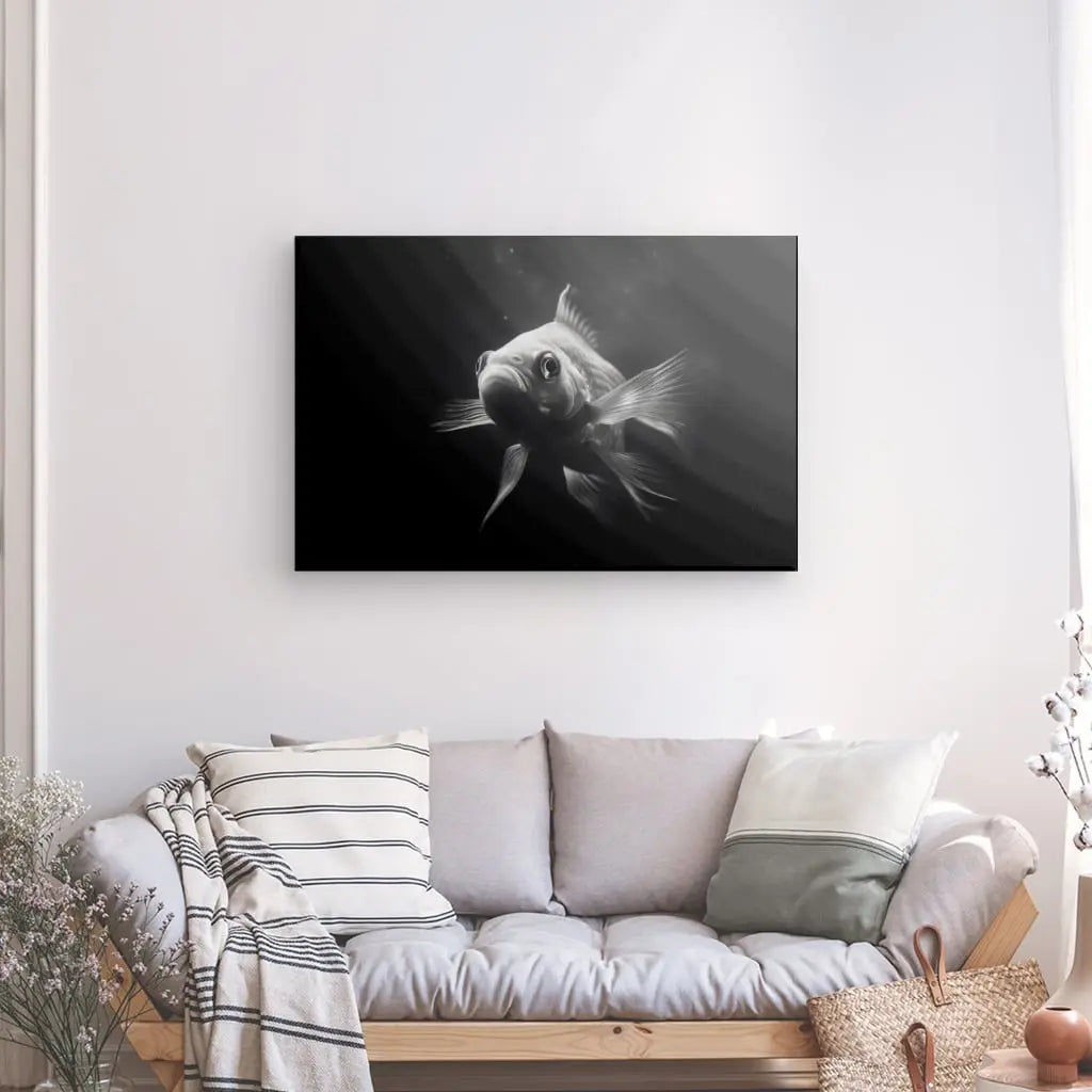 Tableau Poisson Rouge Goldfish Noir et Blanc - #tag1# - #tag2# 