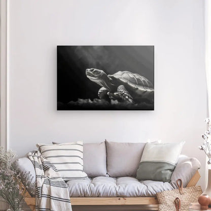 Tableau Portrait Tortue Noir et Blanc - #tag1# - #tag2# 