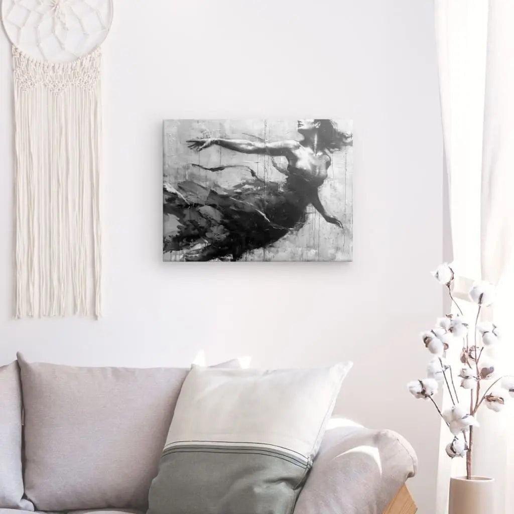 Tableau Peinture Femme Danse Aérienne Monochrome - #tag1# - #tag2# 
