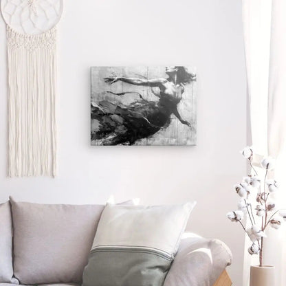 Tableau Peinture Femme Danse Aérienne Monochrome - #tag1# - #tag2# 