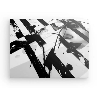 Tableau Moderne Patchwork Peinture Visage Noir et Blanc - #tag1# - #tag2# 
