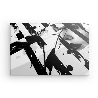 Tableau Moderne Patchwork Peinture Visage Noir et Blanc - #tag1# - #tag2# 