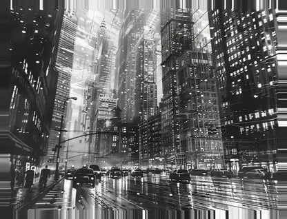 Tableau Dessin Métropole Noir et Blanc - #tag1# - #tag2# 