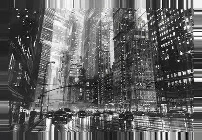 Tableau Dessin Métropole Noir et Blanc - #tag1# - #tag2# 