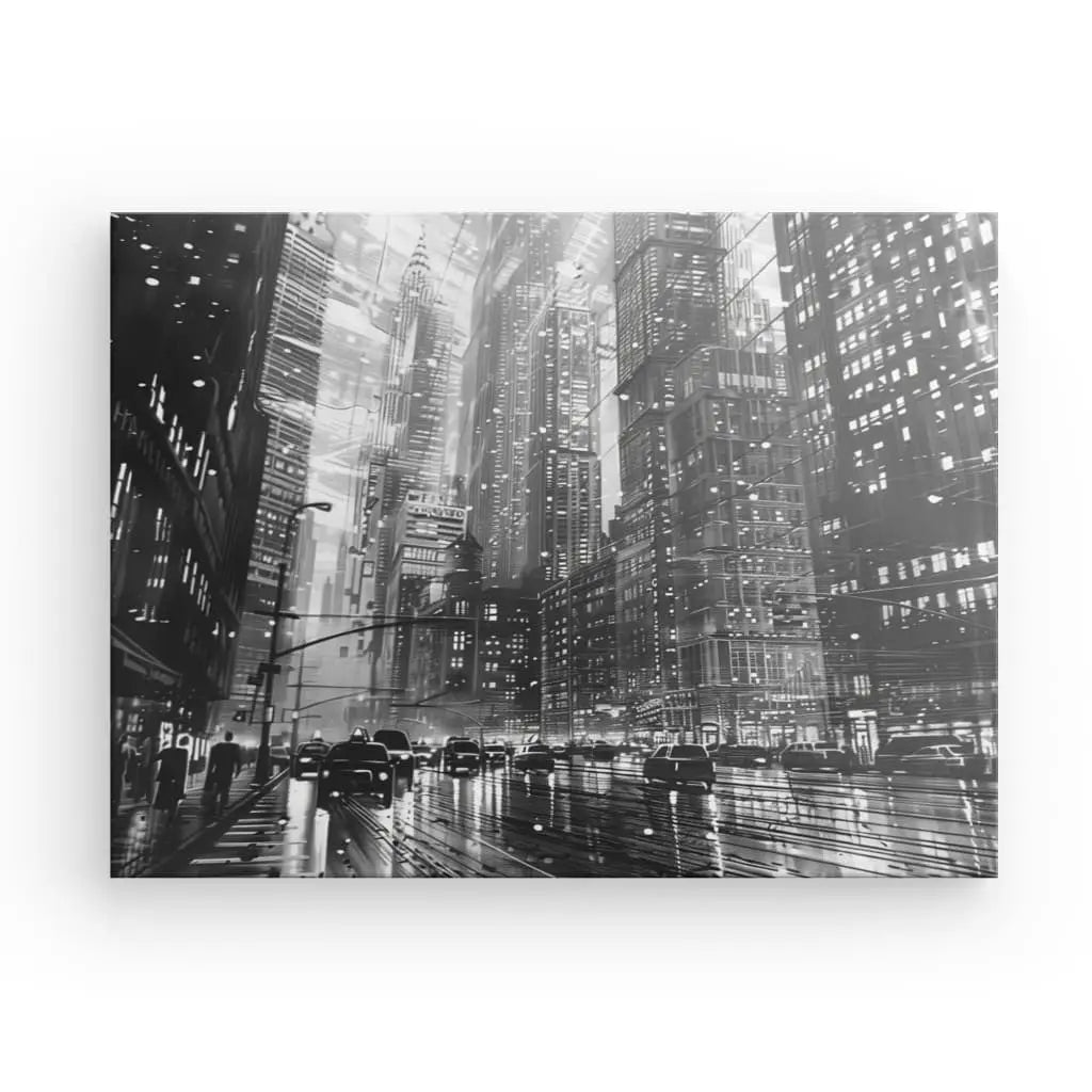 Tableau Dessin Métropole Noir et Blanc - #tag1# - #tag2# 