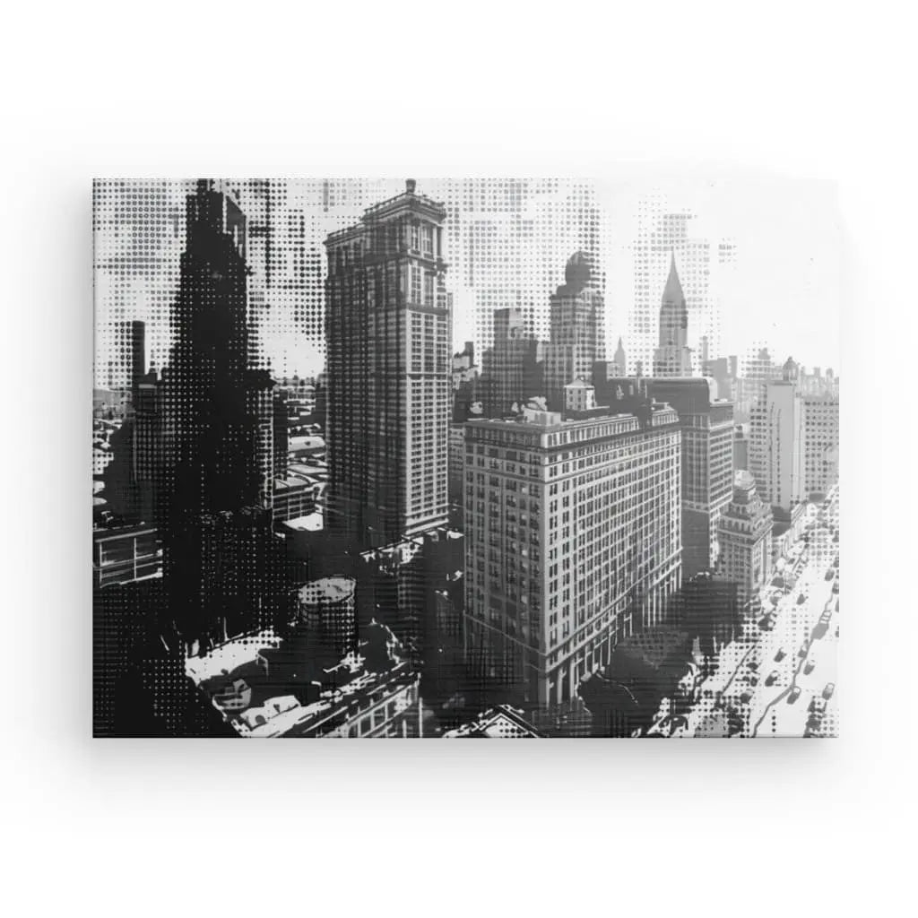 Tableau Ville Graphique Dessin Noir et Blanc - #tag1# - #tag2# 