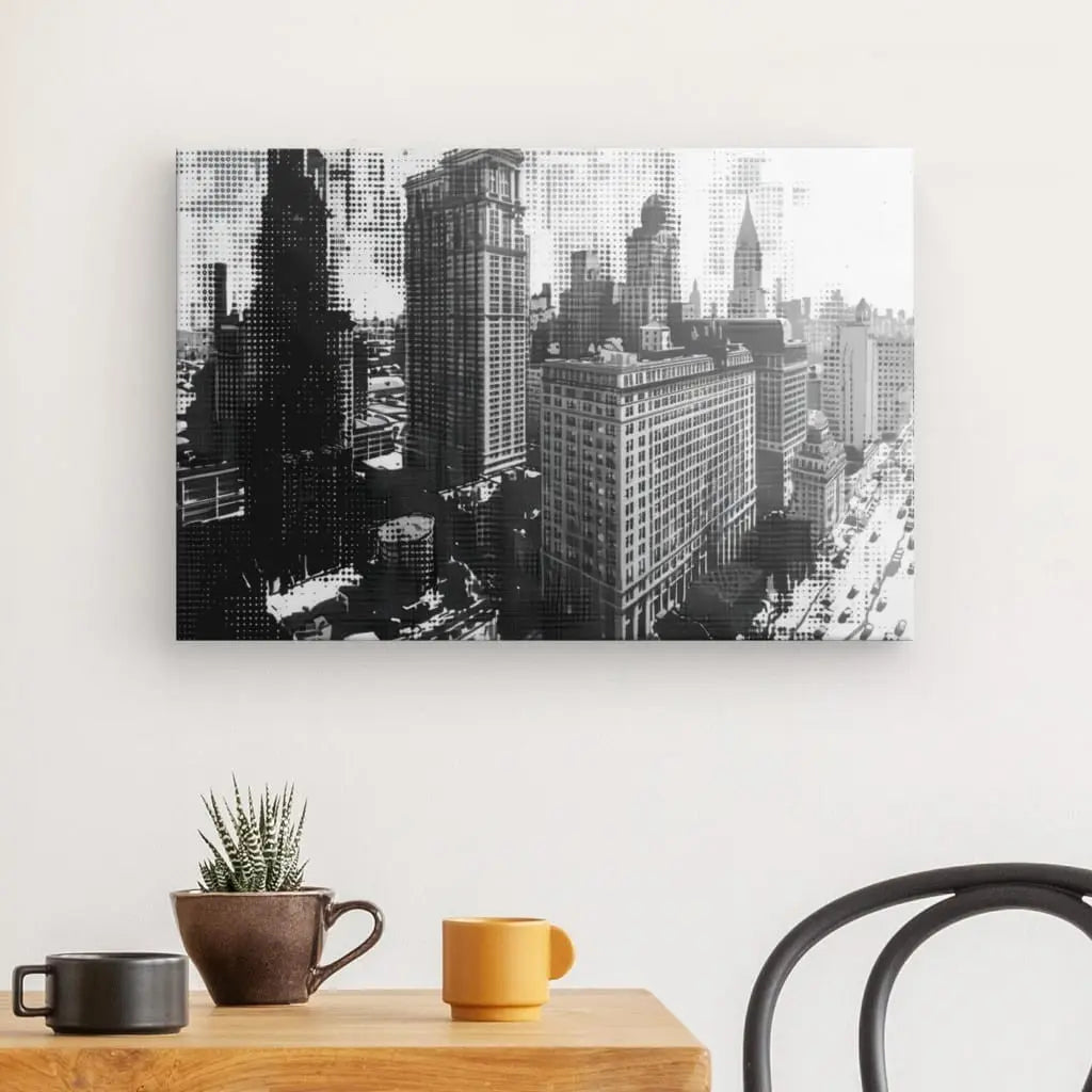 Tableau Ville Graphique Dessin Noir et Blanc - #tag1# - #tag2# 
