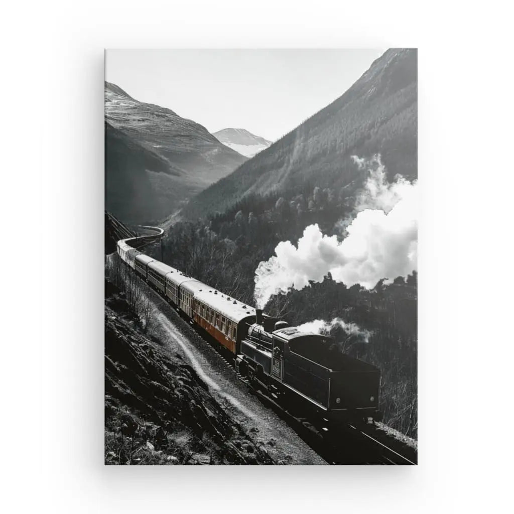Tableau Train Vapeur Wagon Rouge Monochrome - #tag1# - #tag2# 