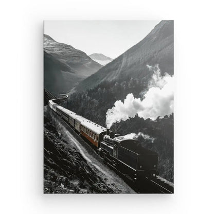 Tableau Train Vapeur Wagon Rouge Monochrome - #tag1# - #tag2# 