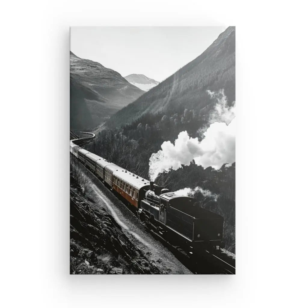 Tableau Train Vapeur Wagon Rouge Monochrome - #tag1# - #tag2# 