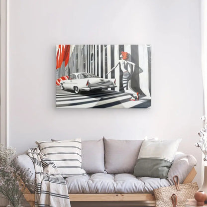 Tableau Dessin Moderne Noir Blanc Rouge - #tag1# - #tag2# 