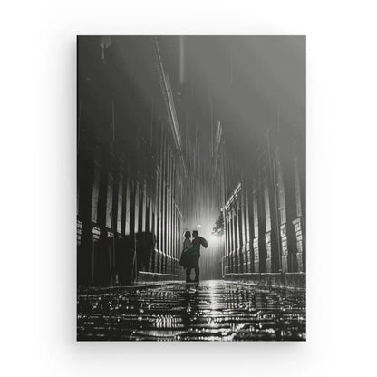 Tableau Photo Noir et Blanc Couple Sous La Pluie - #tag1# - #tag2# 