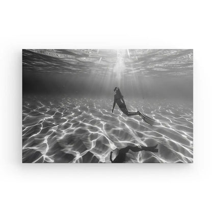 Tableau Plongeuse Fond Sous Marin Noir et Blanc - #tag1# - #tag2# 