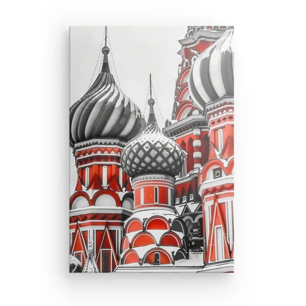 Tableau art featuring the iconic Basilique Rouge in red and black.