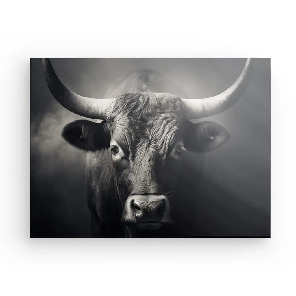 Tableau Taureau Face Noir et Blanc - #tag1# - #tag2# 