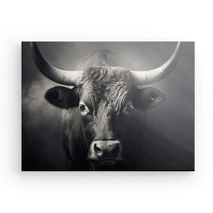 Tableau Taureau Face Noir et Blanc - #tag1# - #tag2# 