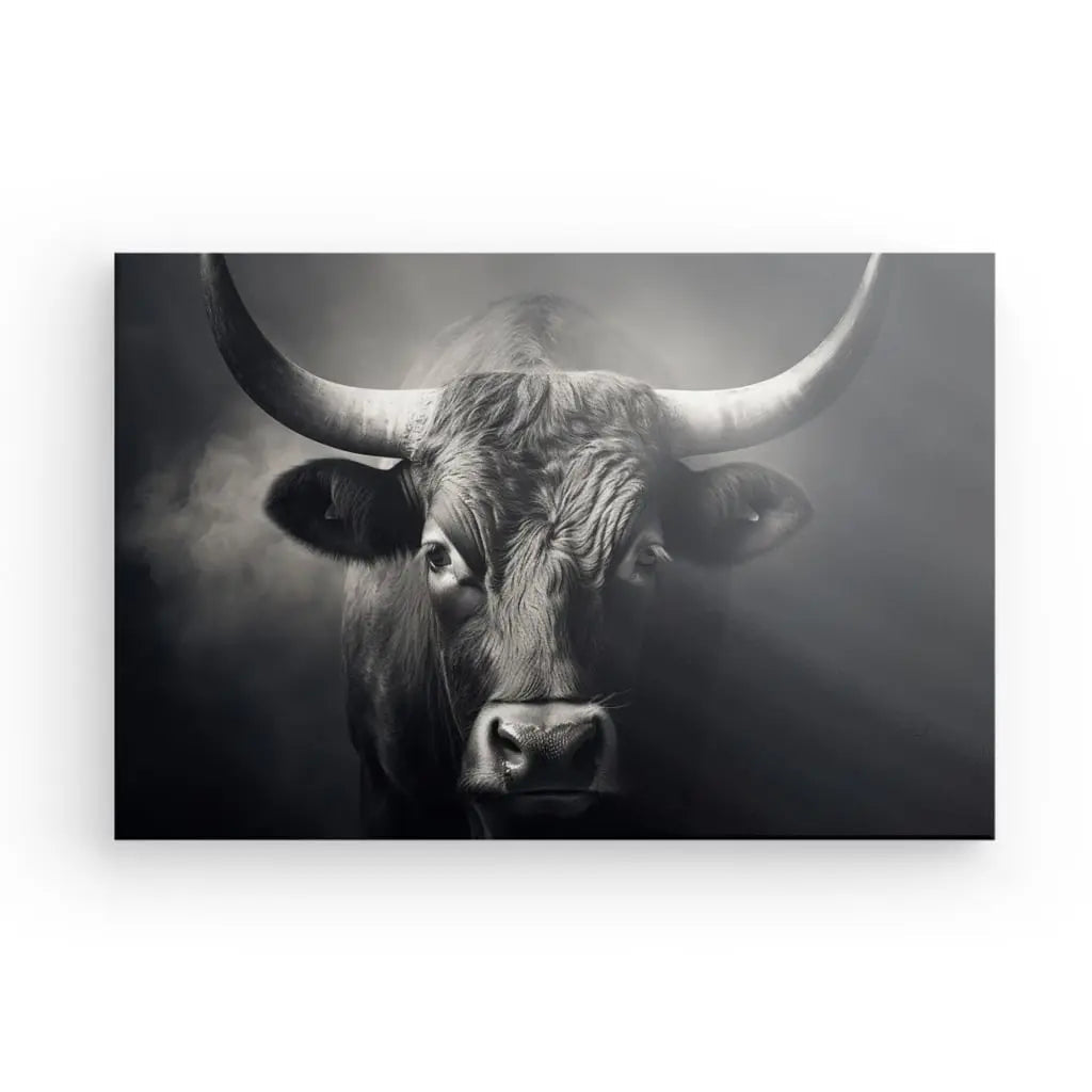 Tableau Taureau Face Noir et Blanc - #tag1# - #tag2# 