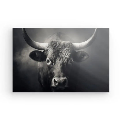 Tableau Taureau Face Noir et Blanc - #tag1# - #tag2# 