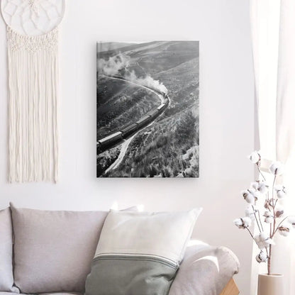 Tableau Collines Far West Train Vapeur Noir et Blanc - #tag1# - #tag2# 