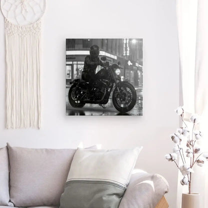 Tableau Moto Virée Urbaine Nocturne Monochrome - #tag1# - #tag2# 