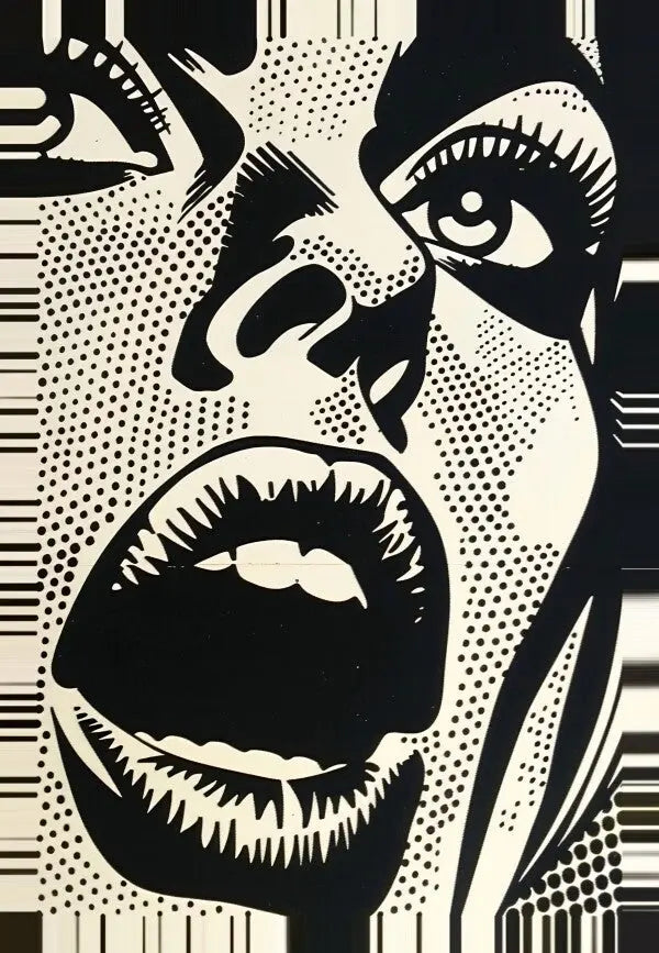 Tableau Cri Femme Pop Art Monochrome - #tag1# - #tag2# 
