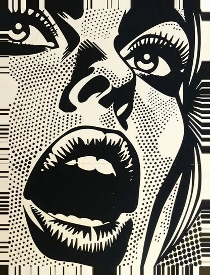 Tableau Cri Femme Pop Art Monochrome - #tag1# - #tag2# 