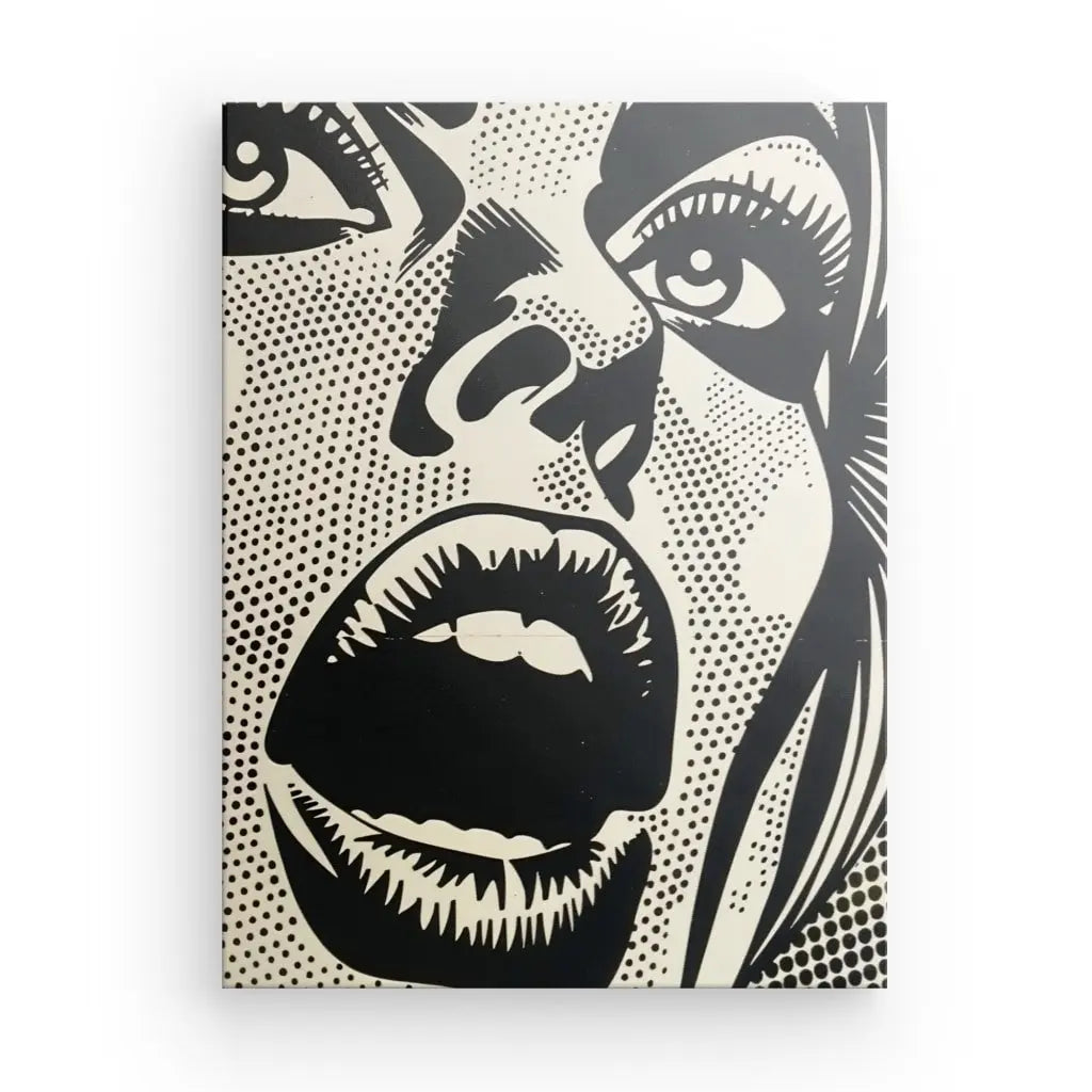 Tableau cri femme monochrome style pop art contemporain.