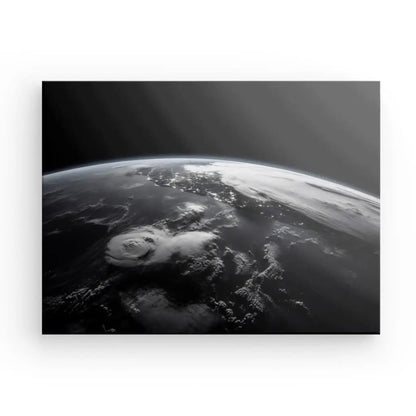Tableau Vue Satellite Terre Noir et Blanc - #tag1# - #tag2# 