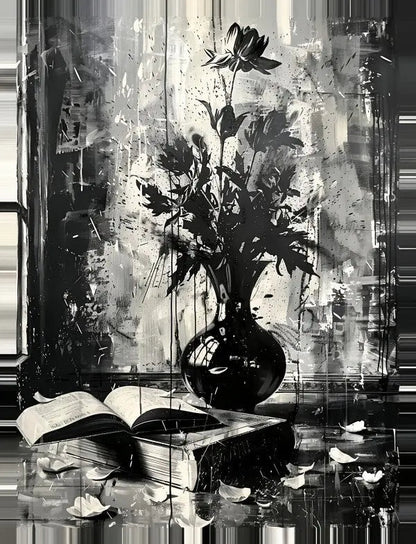 Tableau Fleurs Nature Morte Noir et Blanc - #tag1# - #tag2# 