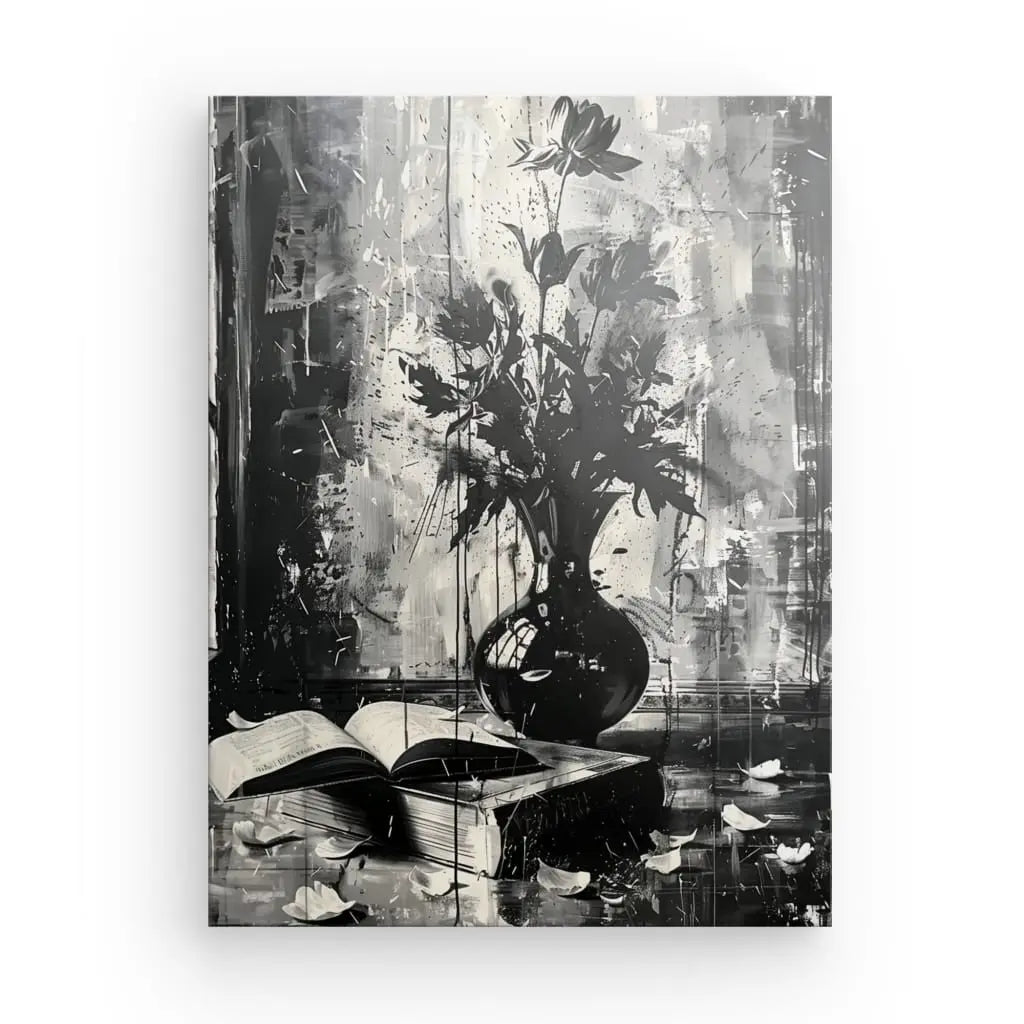 Tableau Fleurs Nature Morte Noir et Blanc