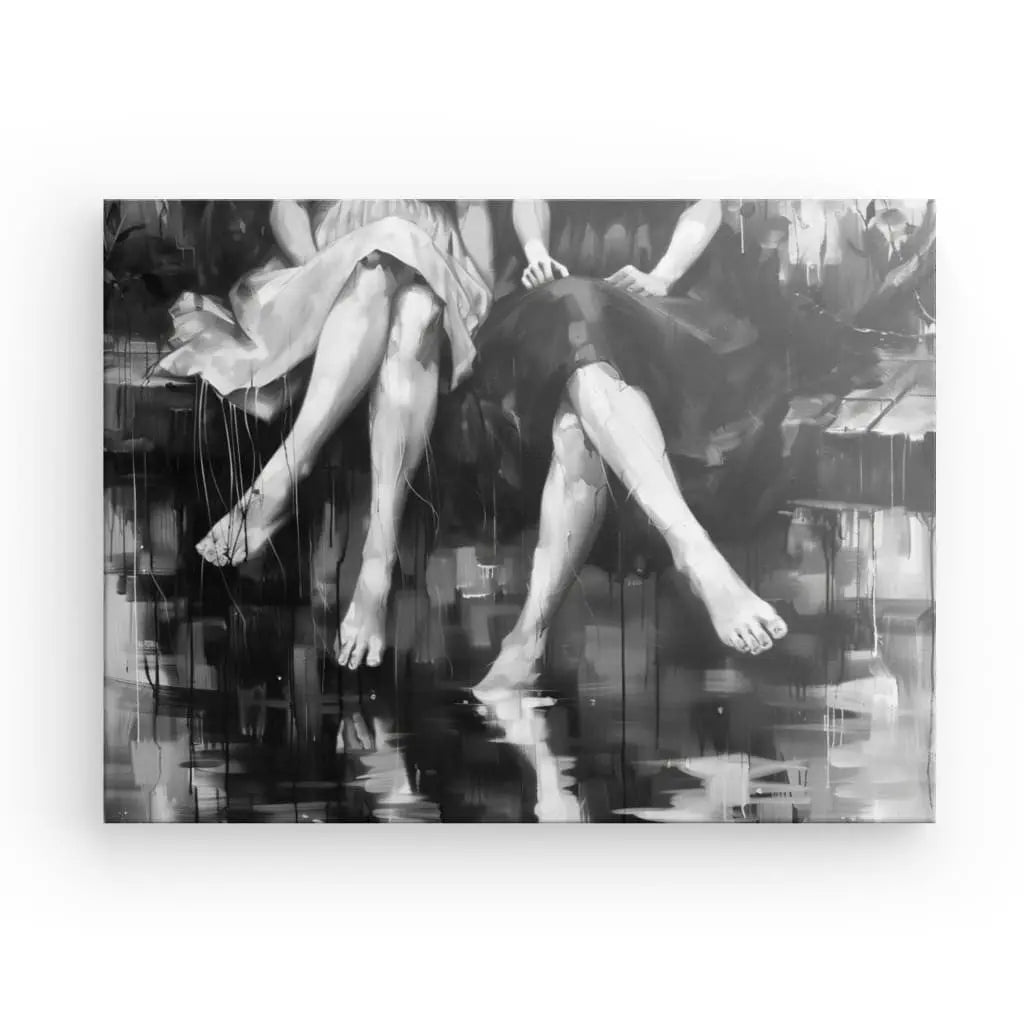 Tableau Peinture Jambes Noir et Blanc