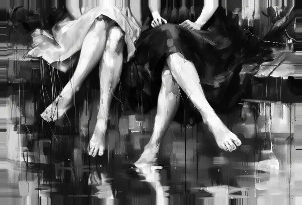 Tableau Peinture Jambes Noir et Blanc