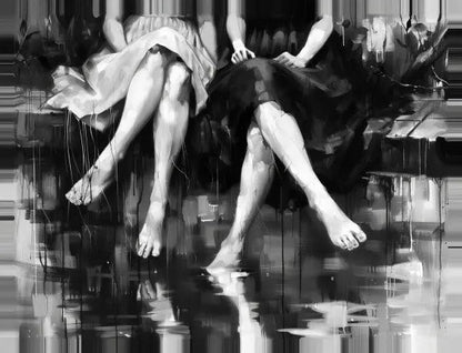 Tableau Peinture Jambes Noir et Blanc - #tag1# - #tag2# 