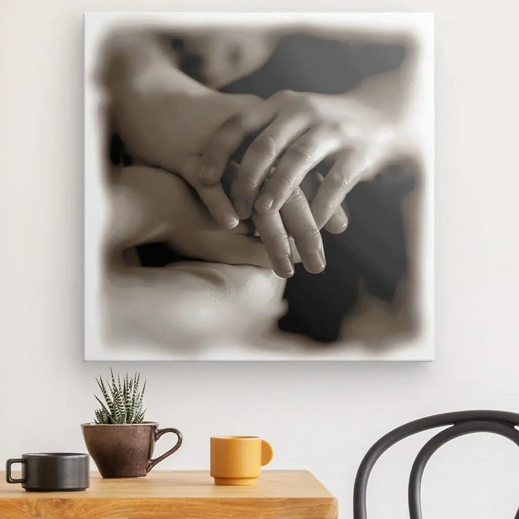 Tableau Mains Entrelacées Amour Noir et Blanc - #tag1# - #tag2# 