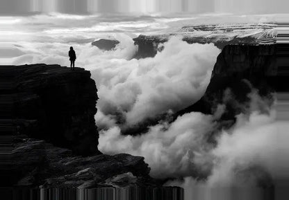 Tableau Photo Montagne Nuages Islande Noir et Blanc - #tag1# - #tag2# 