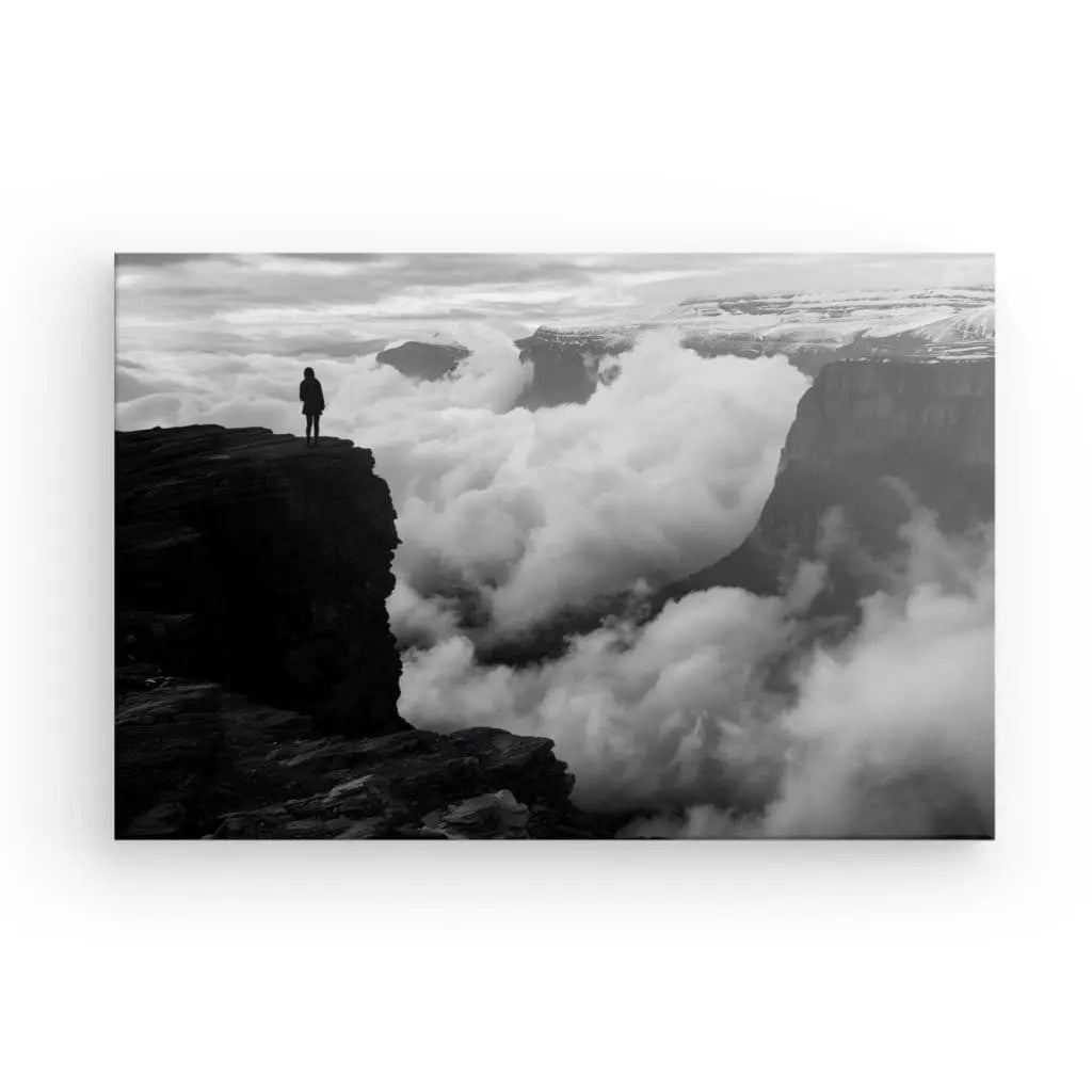 Tableau Photo Montagne Nuages Islande Noir et Blanc